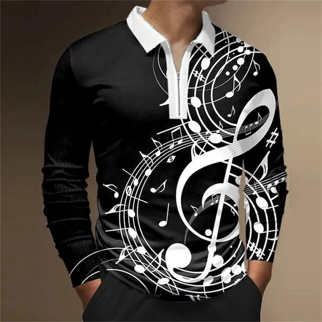 Music Note Zipper Golf Shirt