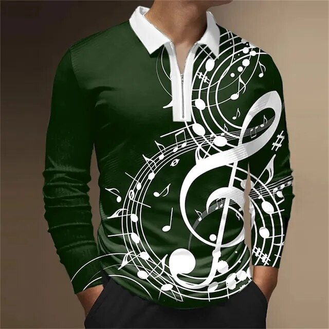 Music Note Zipper Golf Shirt