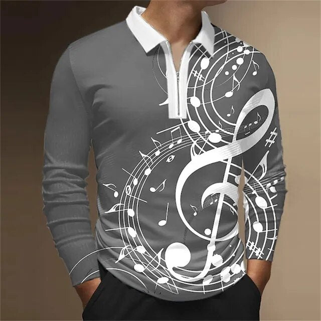 Music Note Zipper Golf Shirt