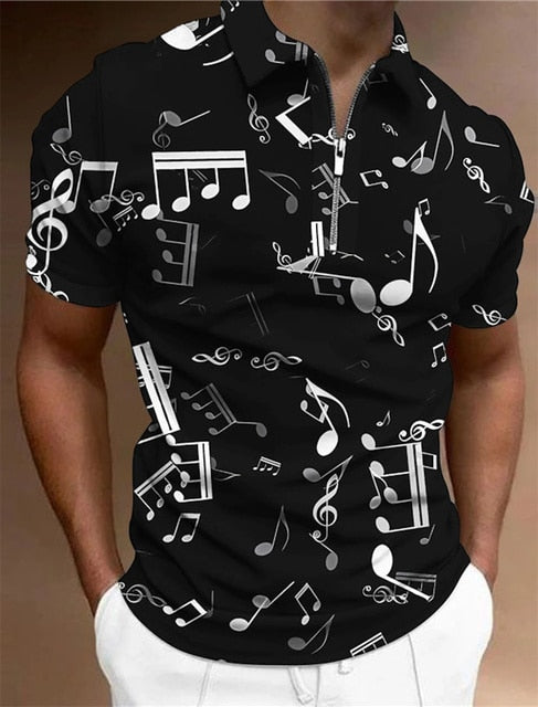Music Note Zip Polo T-shirt