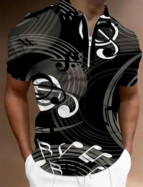 Music Note Zip Polo T-shirt