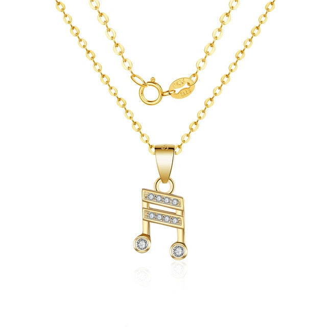 Music Notes Zircon Necklace
