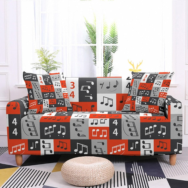 Music Note Elastic Sofa Cover