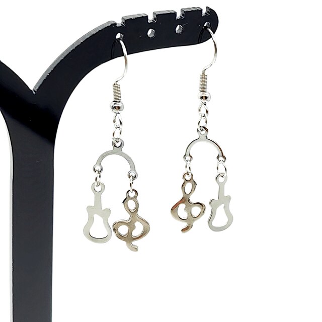 Musical Note and Guitar Drop Earrings