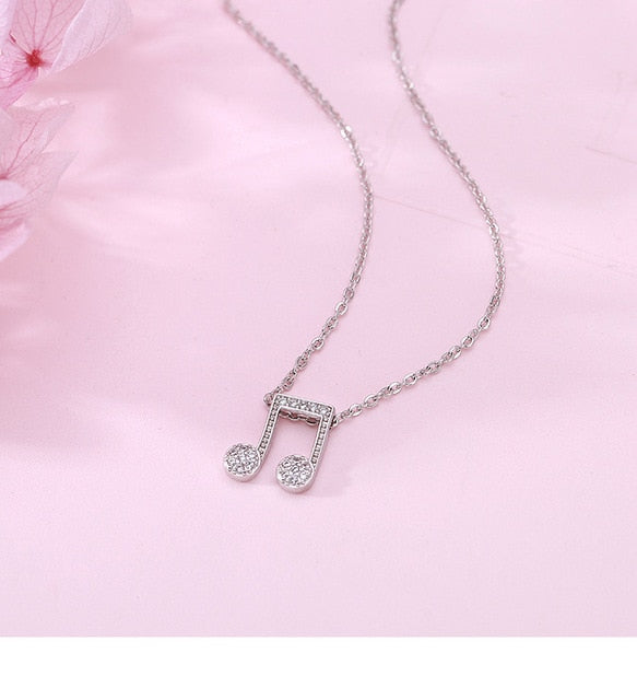 Sterling Chain Musical Notes Necklace