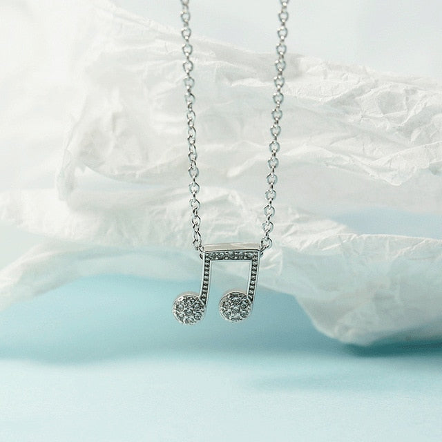 Zirconia Music Notes Necklace