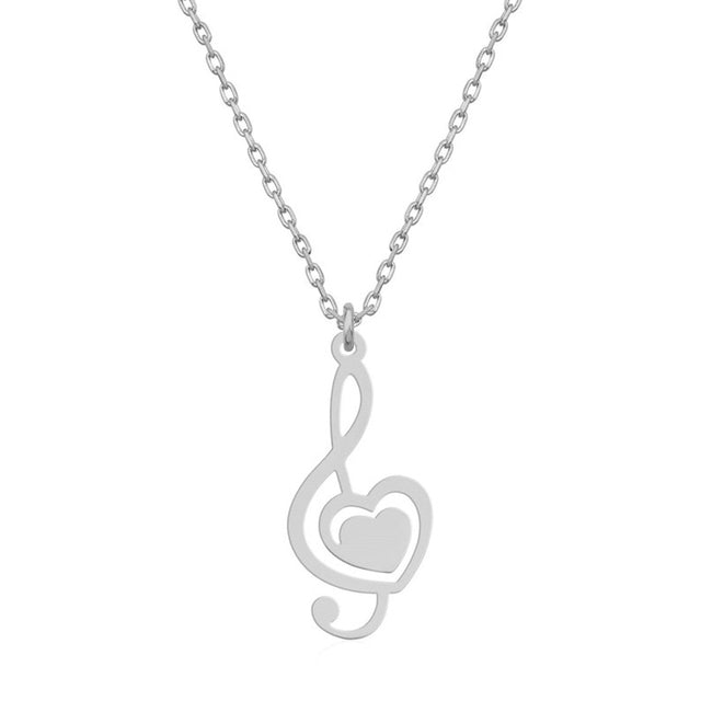 Mini Treble Clef Heart Necklace