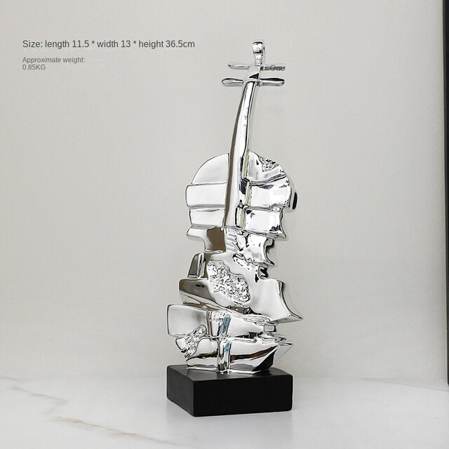 Abstract Electroplating Violin Sculpture