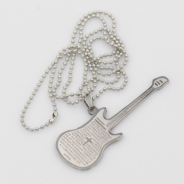 Letters on Guitar Pendant Necklace