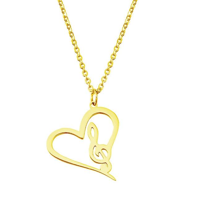 Music Note Heart Pendant Necklace