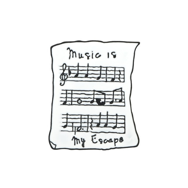 Music Notes White Sheet Brooch