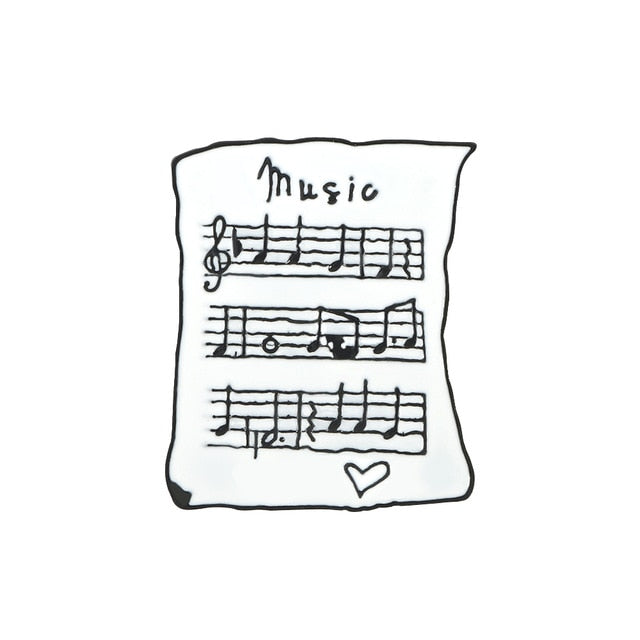 Music Notes White Sheet Brooch