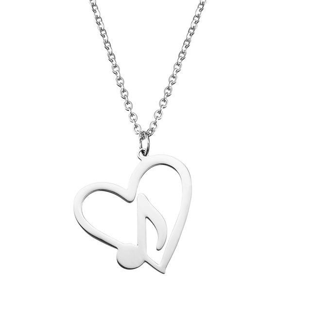Music Note Heart Pendant Necklace