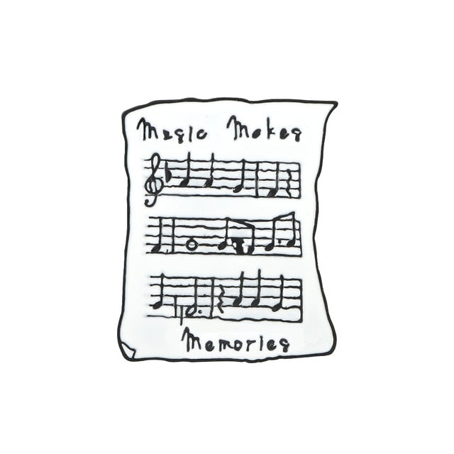 Music Notes White Sheet Brooch