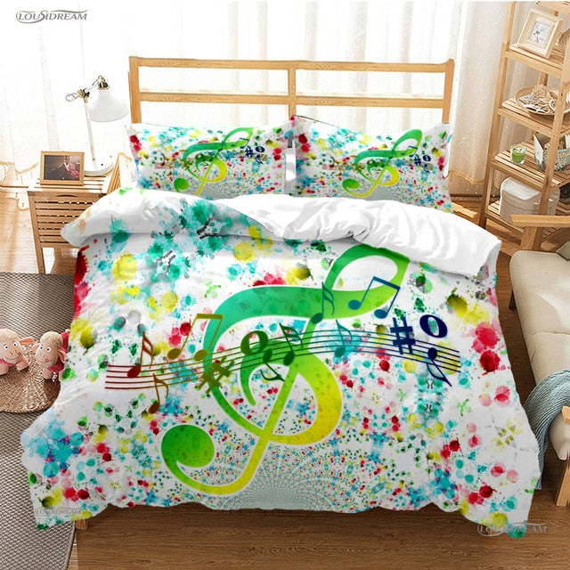 Vintage Music Note Bedding Set