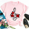 Red Rose Treble Clef T-shirt