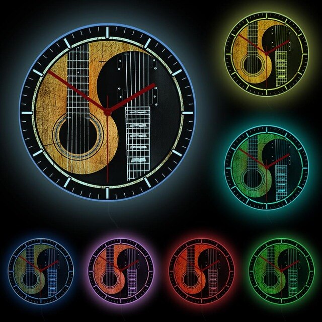 Yin Yang Guitar LED Wall Clock