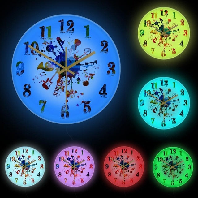Colorful Music Instruments Wall Clock