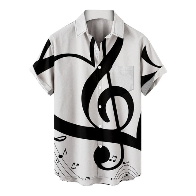 Anime Musical Note Print Men's Shirt
