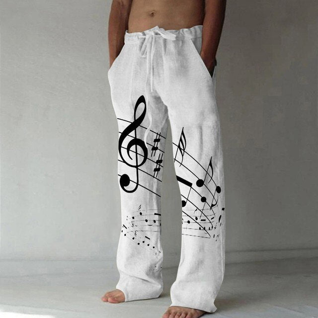 Music Note Cotton Line Pants