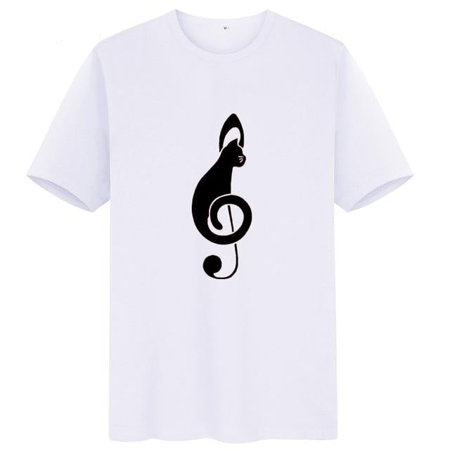 Treble Clef Cute Cat T-shirt