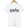 Music Notes Heart Print T-shirt - White / S - { shop_name }} - Review