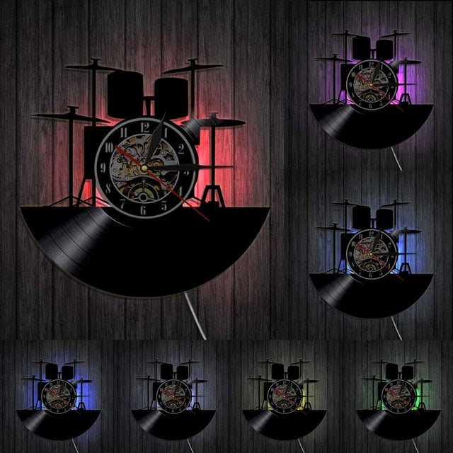 Drum Set Vinyl Wall Clock