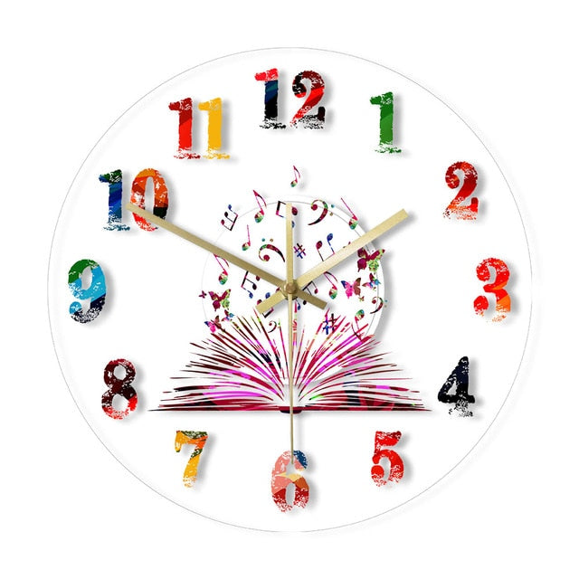 Colorful Art Music Notes Wall Clock