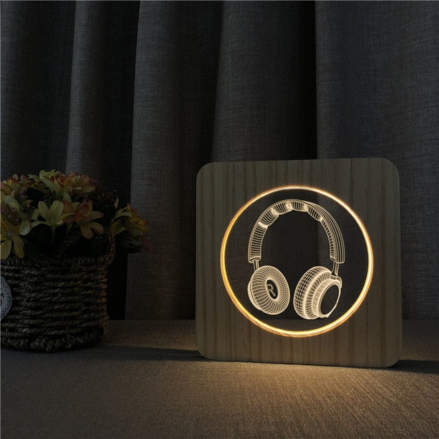 Music Guitar Wooden Lamp