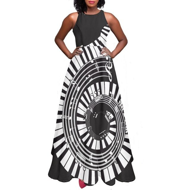 Piano Music Note Strap Dress