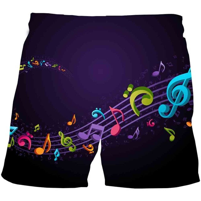 Music Note Print Summer Kid Shorts