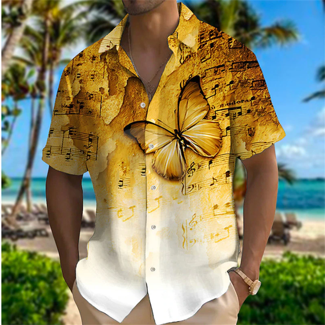 Music Note Butterfly Lapel Shirt