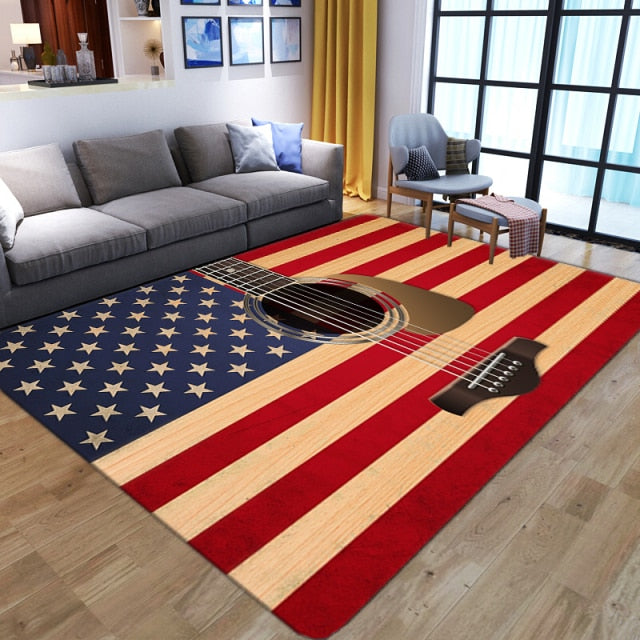 3D Music Area Rug - Guitar/USA / 150x200cm - { shop_name }} - Review