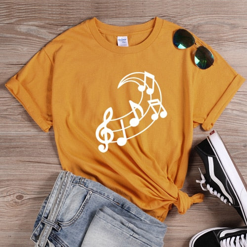 Music Note Moon Graphic T-shirt