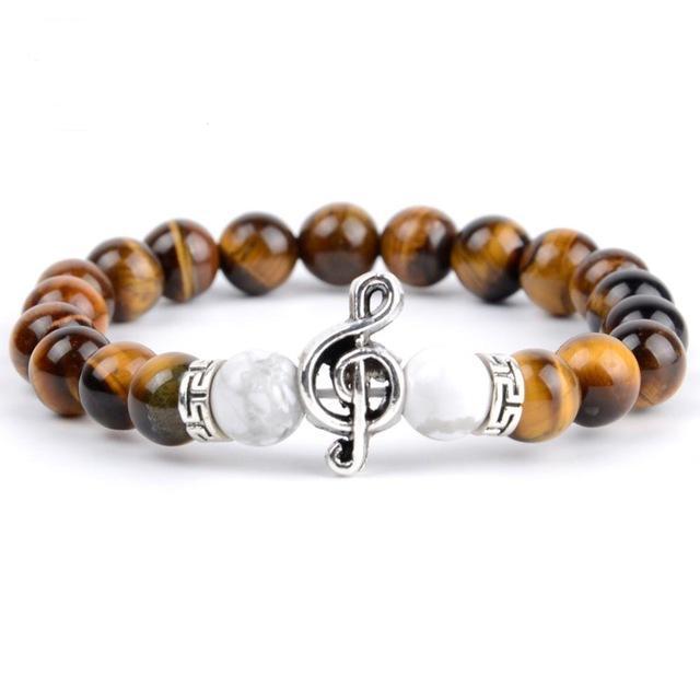 Treble Clef Gemstone Beads Bracelet