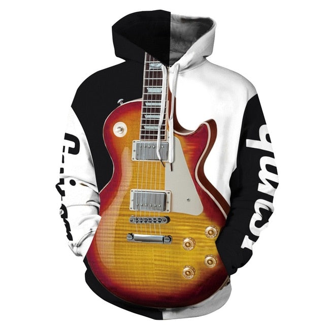 Guitar Bass Print Hoodie