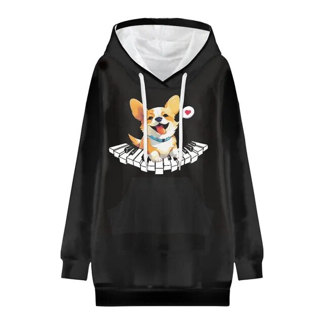 Mouse Piano Key Hoodie Dress