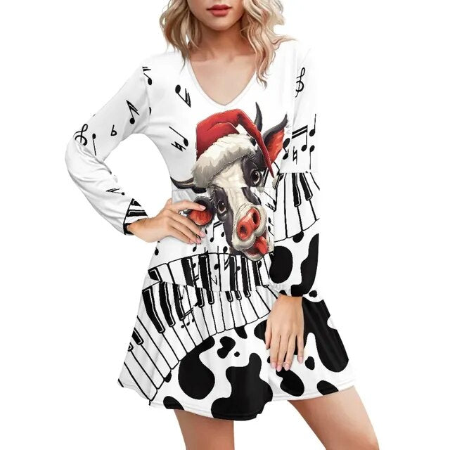 Piano Key V Neck Dress