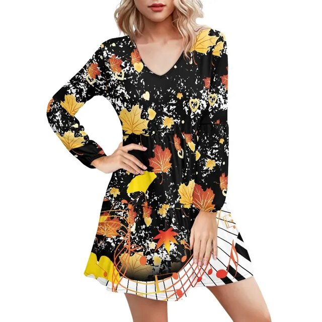 Piano Key V Neck Dress