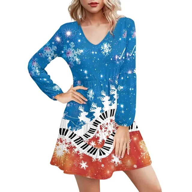 Piano Key V Neck Dress