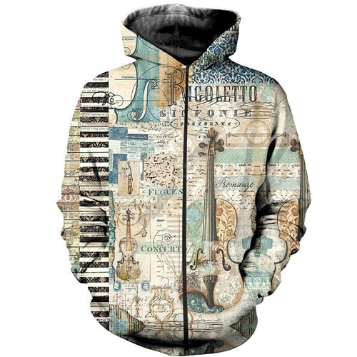 Retro 3D Music Sweatshirt/Hoodie