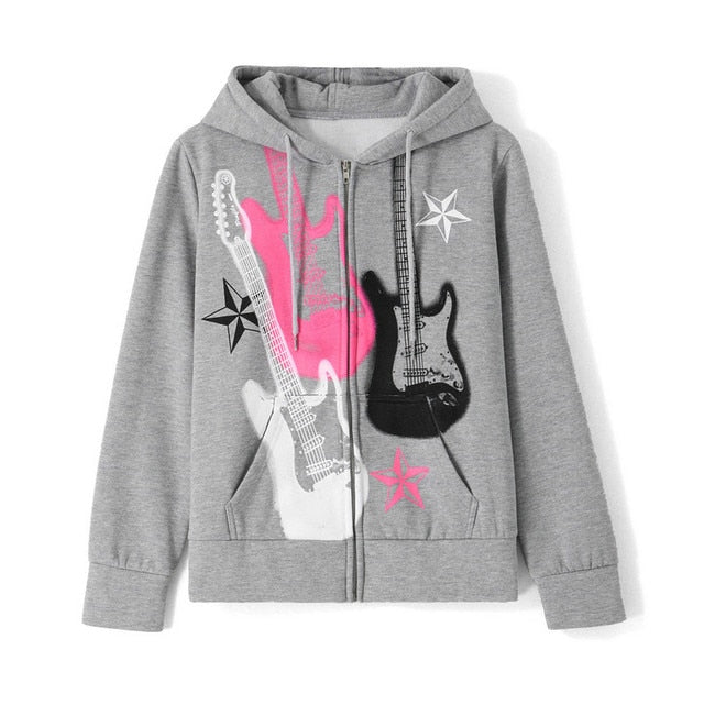 Guitar Long Sleeve Zip Hoodie
