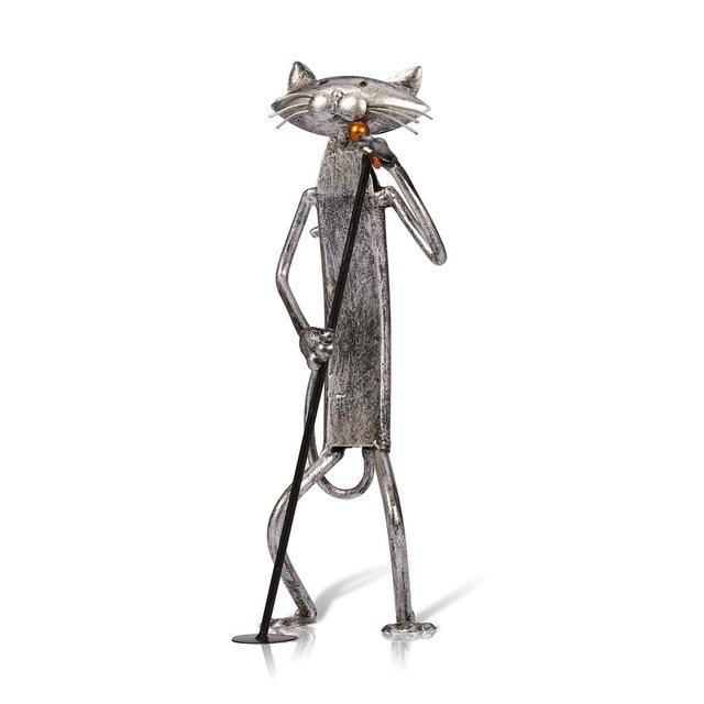 Guitar/Saxophone/Singing Cat Band Metal Figure