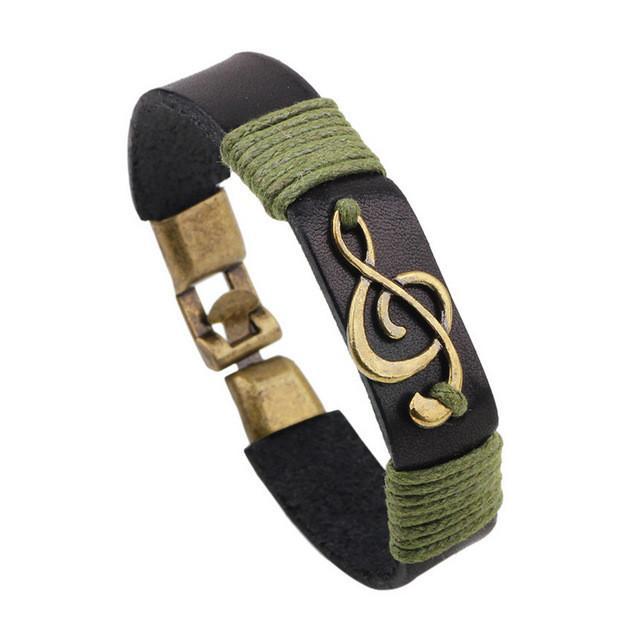 Treble Clef Leather Bracelet