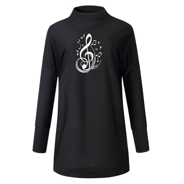 Vintage Treble Clef Turtleneck Thick Dress