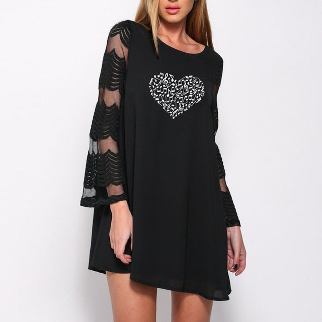 Music Heart Mesh Lace Dress
