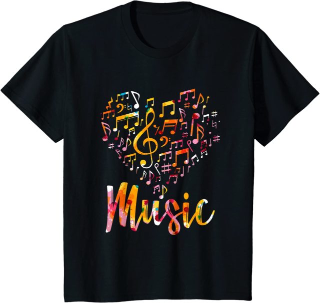 Colorful Heart & Music T-shirt