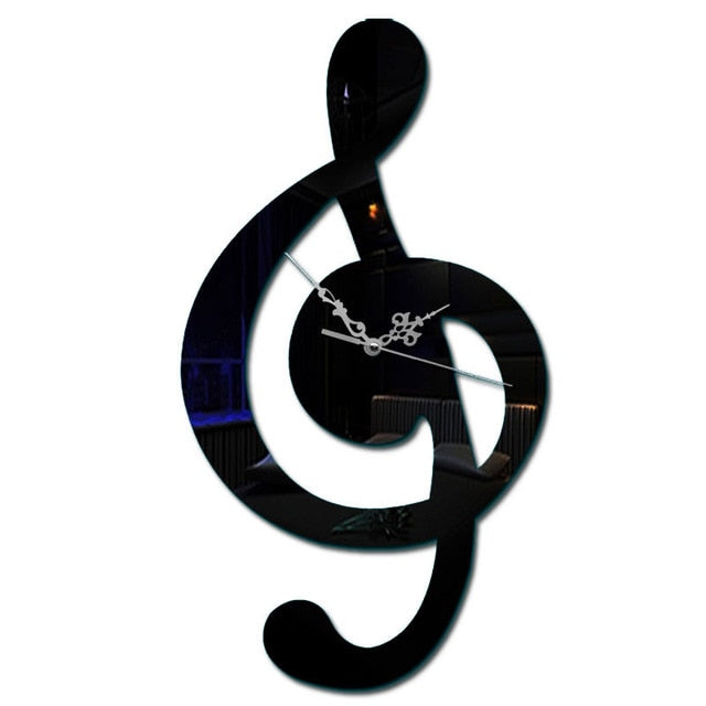 DIY Mirror Music Notes Wall Clock