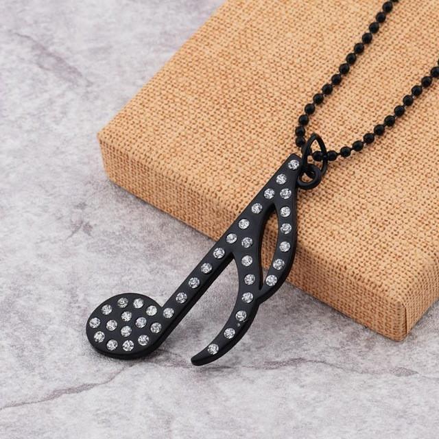Silver/black Tone Music Notes Crystal Pendant