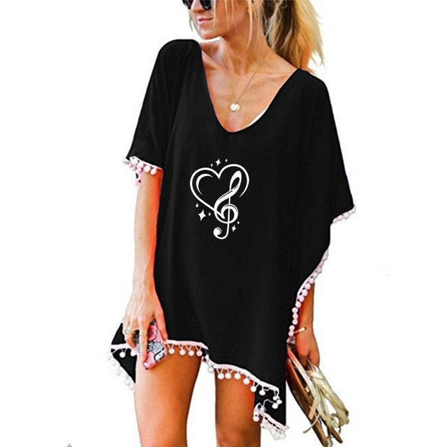 Treble Clef Heart Tassels Smock